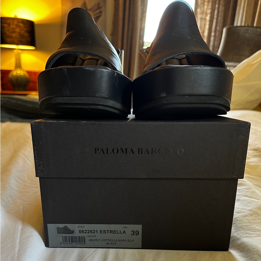 Paloma Barcel Estrella Black Platform Mule Sandals 39/8